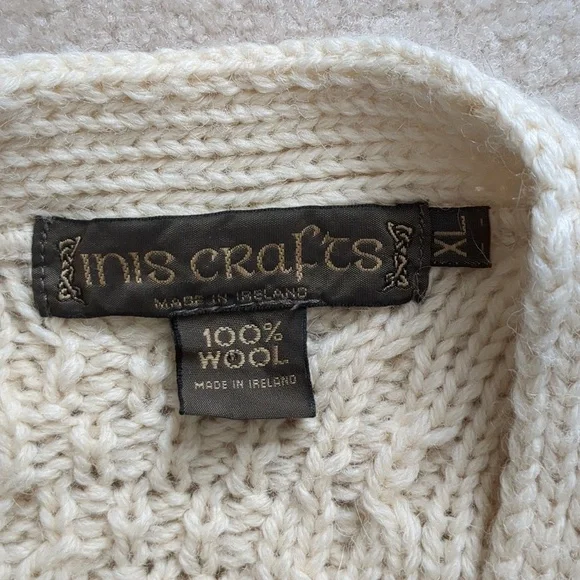 Inis Crafts Fisherman Knit Cardigan Sweater Sz. XL